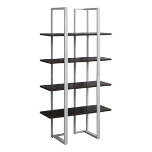 Espresso Silver Metal Bookcase