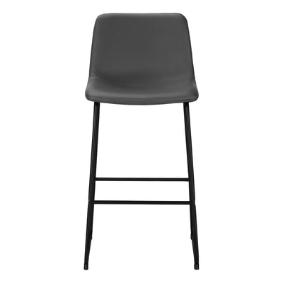 Curved Backrest Grey Leather-look Black Office Chair