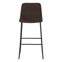 Curved Backrest Brown Leather-look Black Bar Stool