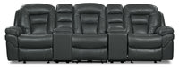 Leo 5-Piece Faux Leather Home Theatre Power Reclining Sectional with Storage Consoles and Cupholders - Grey 