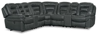 Leo 7-Piece Leath-Aire® Fabric Power Reclining Sectional - Grey 