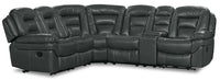 Leo 6-Piece Faux Leather Reclining Sectional with Storage Console and Dual Cupholders - Grey 