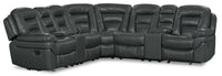 Leo 7-Piece Leath-Aire® Fabric Reclining Sectional - Grey 