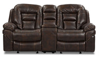 Leo Leath-Aire® Fabric Power Reclining Loveseat - Walnut 