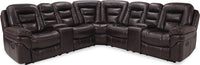 Leo 7-Piece Leath-Aire® Fabric Power Reclining Sectional - Walnut 