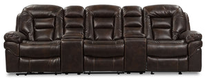 Leo 5-Piece Leath-Aire® Fabric Home Theatre Power Reclining Sectional - Walnut