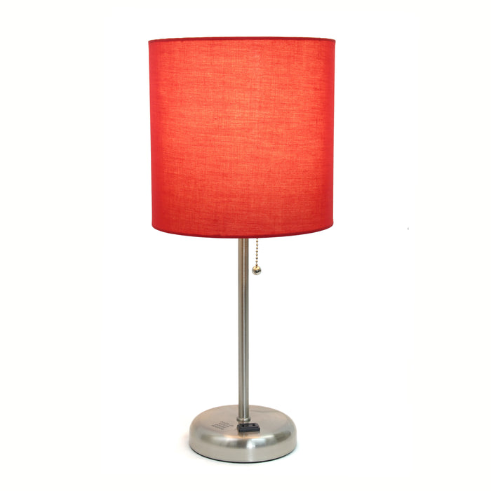 Limelights Stick Lamp with Charging Outlet And Fabric Shade Table Lamp
