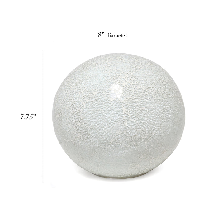Simple Designs 1 Light Mosaic Stone Ball Table Lamp, White
