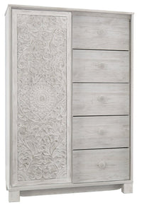 Nola Bedroom 5-Drawer Chest with Storage Cabinet, 36.8