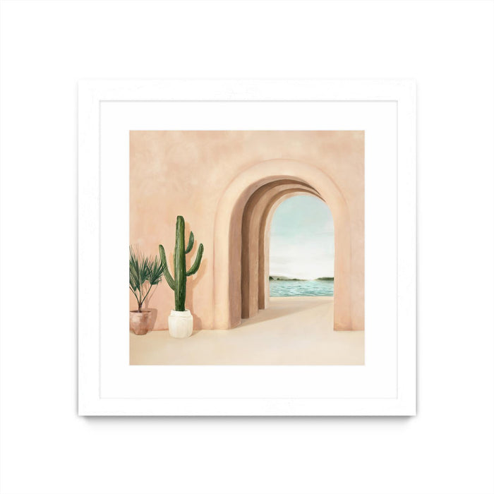 \"Coastal Arch\" Matted and Framed White 30x30 Wall Art