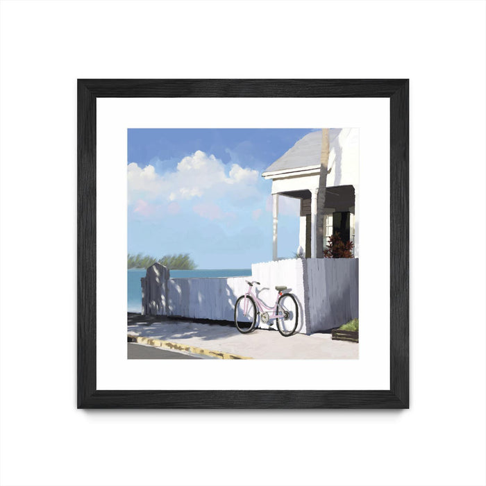 \"Key West Cabana Ii\" Matted and Framed Black 30x30 Wall Art