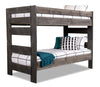 Piper Bunk Bed with Guard Rail for Kids, Solid Pine, Driftwood Grey - Twin/Twin