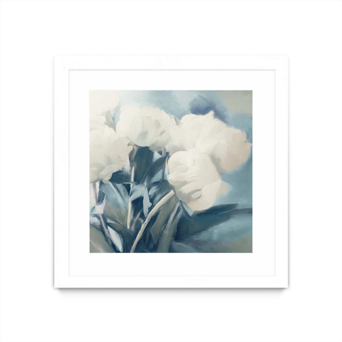 \"White Roses I\" Matted and Framed White 30x30 Wall Art