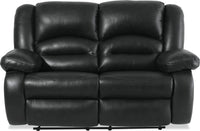 Toreno Genuine Leather Reclining Loveseat - Black 