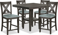 Tribeca 5pc Counter-Height Set with Table & 4 Chairs, Pedestal Base, 40