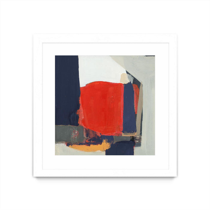 \"Orange Crush V6\" Matted and Framed White 30x30 Wall Art