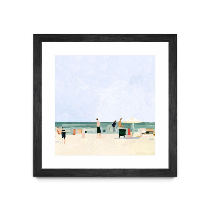 \"Family Vacation I\" Matted and Framed Black 36x36 Wall Art
