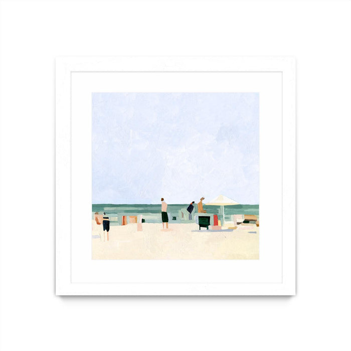 \"Family Vacation I\" Matted and Framed White 36x36 Wall Art