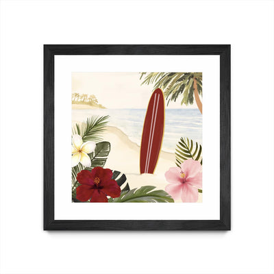 "Aloha Ii" Matted and Framed Black 30x30 Wall Art