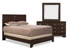 Yorkdale 5pc Bedroom Set with Panel Bed, Dresser & Mirror, Brown - Queen Size