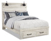 Abby Storage Bed with LED Light & USB Ports, White - Queen Size