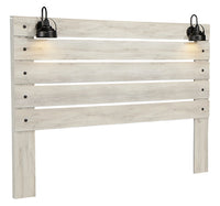 Abby Panel Headboard with LED Light & USB Ports, White - King Size 