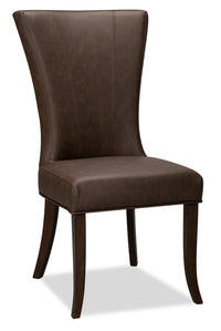 Bree Dining Chair with Vegan Leather Fabric - Brown 