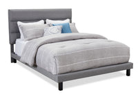 Burk Upholstered Adjustable Platform Bed in Grey Fabric, Tufted - Full Size 