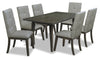 Chelsea 7pc Dining Set with Table & 6 Grey Chairs, 60