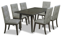 Chelsea 7pc Dining Set with Table & 6 Grey Chairs, 60