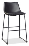 Cole Barstool with Vegan Leather Fabric, Metal - Black