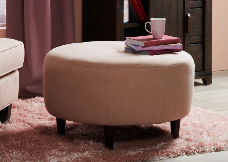 Made in Canada Customizable Sofa Lab The Curve 31\" Linen-Look Fabric Ottoman - Pax Rose Pink