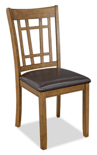 Dena Dining Chair with Vegan-Leather Fabric - Oak Brown 