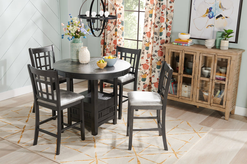 Dena Counter-Height Dining Chair with Vegan-Leather Fabric - Grey