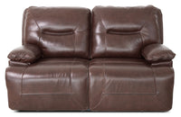 Beau Genuine Leather Power Reclining Loveseat - Burgundy 