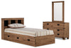 Driftwood Mates Bed 5pc Set with Storage Headboard, Dresser & Mirror, Brown - Twin Size