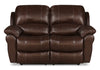 Kobe Genuine Leather Reclining Loveseat - Brown 