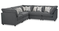 Evolve Linen-Look Fabric 5-Piece Modular Sectional with 3 Corner Chairs - Charcoal 