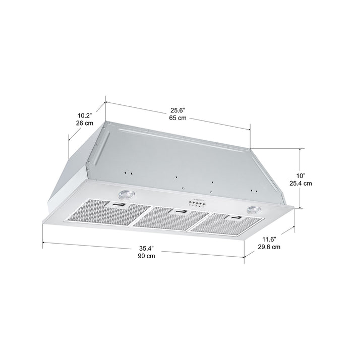 Ancona B336D 36\" Built-In Ducted Range Hood - AN-1323