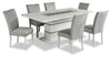 Garbo 7pc Dining Set with Table & 6 Chairs, Glass Insert, Pedestal Base, Glam, 78.75