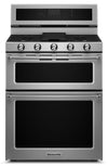 KitchenAid 6.7 Cu. Ft. Dual Fuel Range with Self-Clean and Double Oven - Stainless Steel - KFDD500ESS