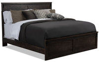 Grayson Panel Bed with Headboard & Frame, Made in Canada, Rustic, Dark Grey - King Size 