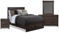 Grayson 6pc Bedroom Set with Bed, Dresser, Mirror & Nightstand, Made in Canada, Dark Grey - Queen Size 