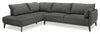 Cindy Crawford Home Gena 2-Piece Left-Facing Linen-Look Fabric Sectional with Wood Legs - Charcoal Grey