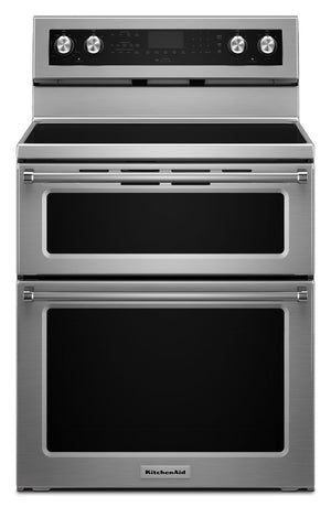 KitchenAid 6.7 Cu. Ft. Electric Range with Self-Clean and Double Oven - Stainless Steel - YKFED500ESS