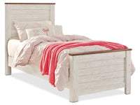 Willowton Panel Bed with Headboard & Frame for Kids, Whitewash - Twin Size 