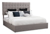 Jace Upholstered Storage Platform Bed in Taupe Fabric, Tufted - King Size