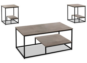 Jules 3-Piece Coffee and Two End Tables Package - Dark Taupe 