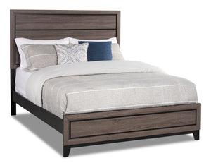 Kate Panel Bed with Headboard & Frame, Grey/Brown - King Size