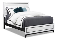 Kate Panel Bed with Headboard & Frame, White - Queen Size 